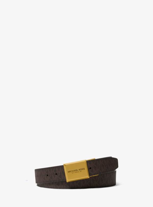 Panske Opasky Michael Kors Reversible Logo and Leather Čierne Hnede - Doplnky Michael Kors Obchod | RCULK-5043